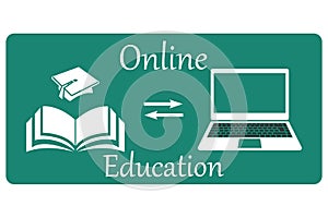 Online education: vector icon rectangular sticker